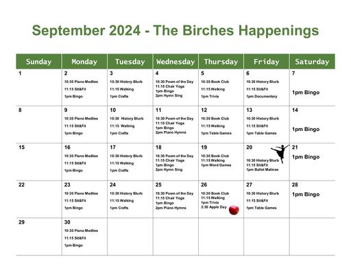 The Birches September 2024 Happenings