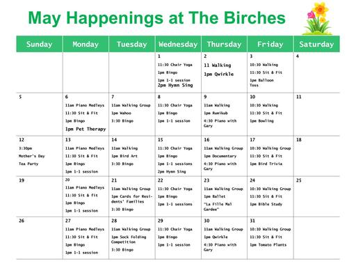 The Birches May 2024 Happenings