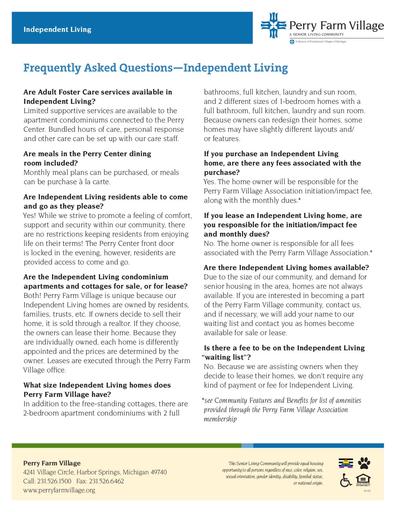 Frequently Asked Questions—Independent Living