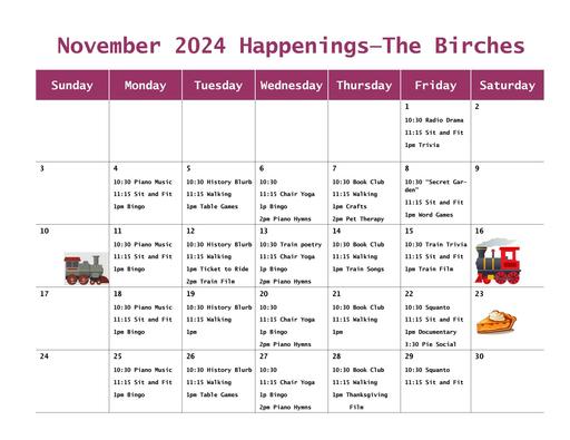 The Birches November 2024 Happenings