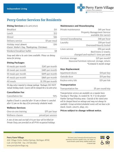 Perry Center Services for Residents